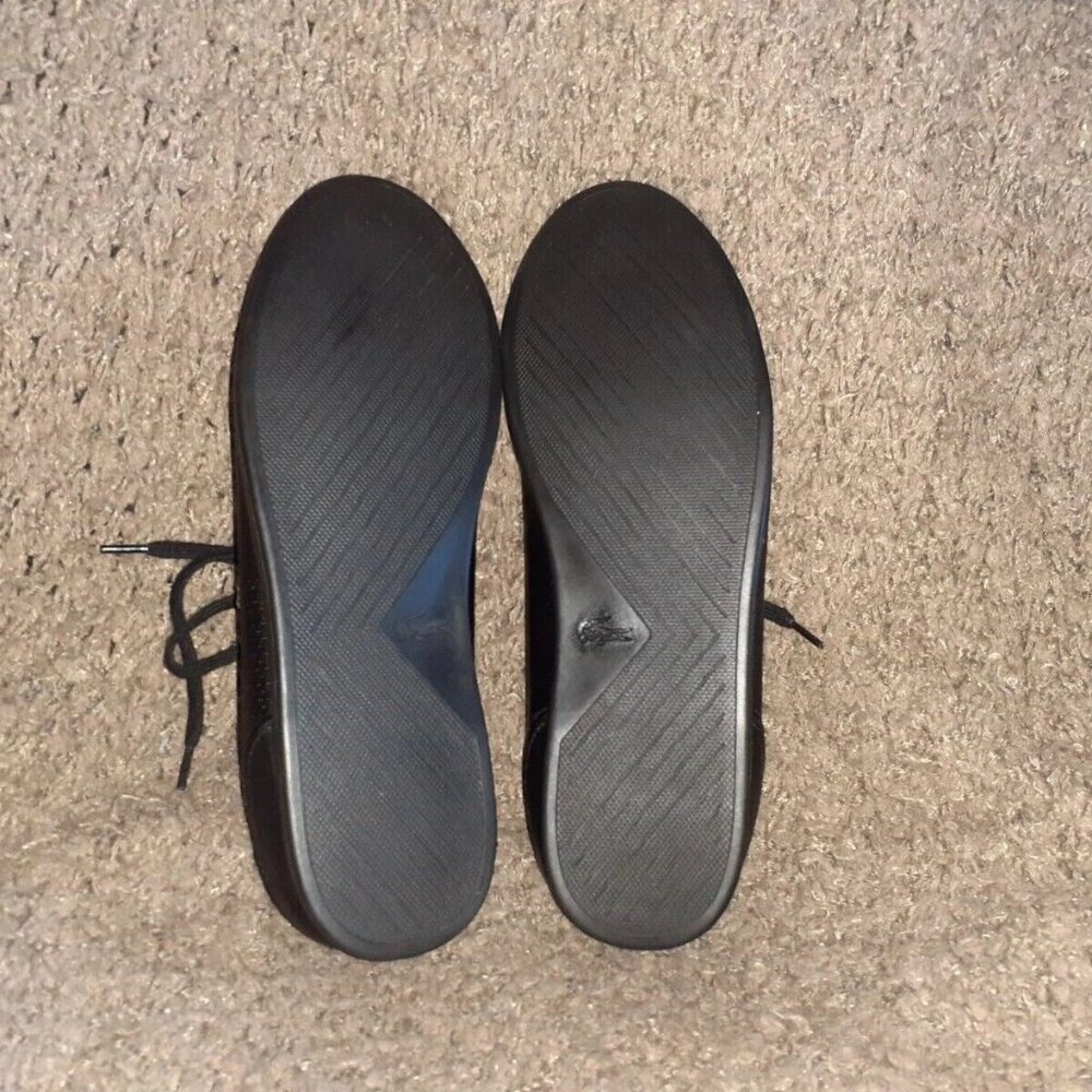 LACOSTE-REY-Lace Up Casual Sneakers-Black Leather-Size 8-Near Mint - Picture 6 of 6